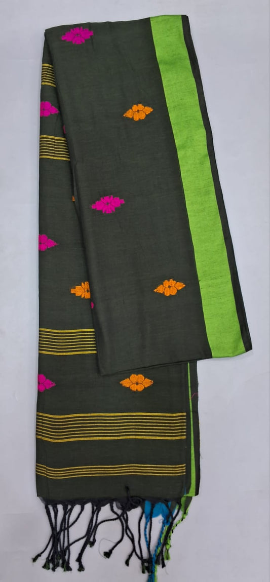 Black Khadhi Cotton Saree