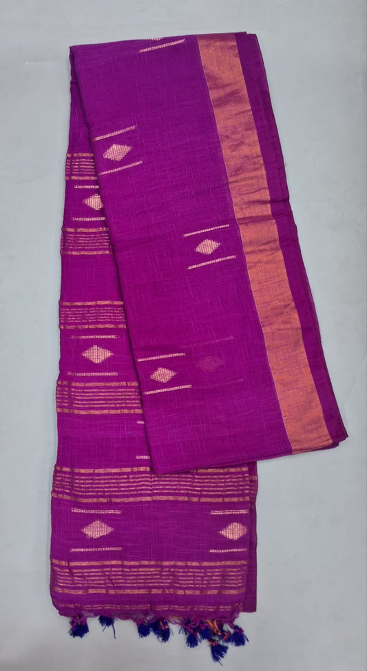 Purple Khadi Cotton Saree