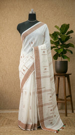 Classic White Handwoven Khadhi Cotton Saree