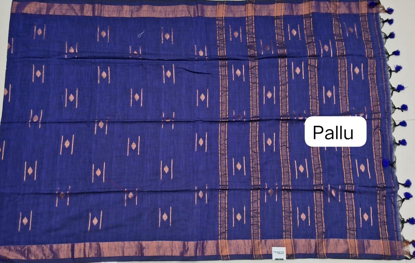 Royal Blue Khadi Cotton Saree