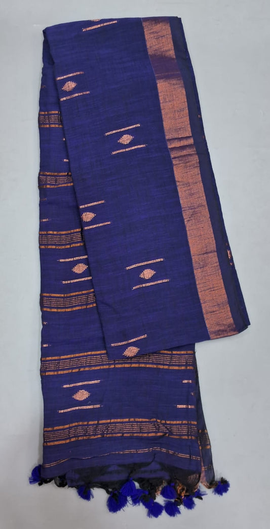 Royal Blue Khadi Cotton Saree