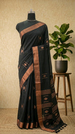 Elegant Black Khadhi Cotton Saree