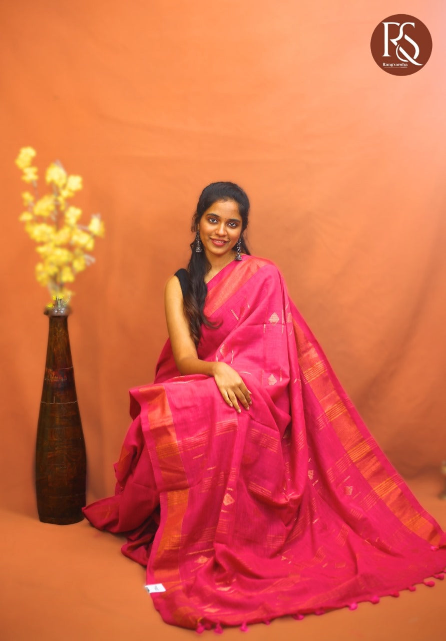 Rani Pink Khadi Cotton Saree