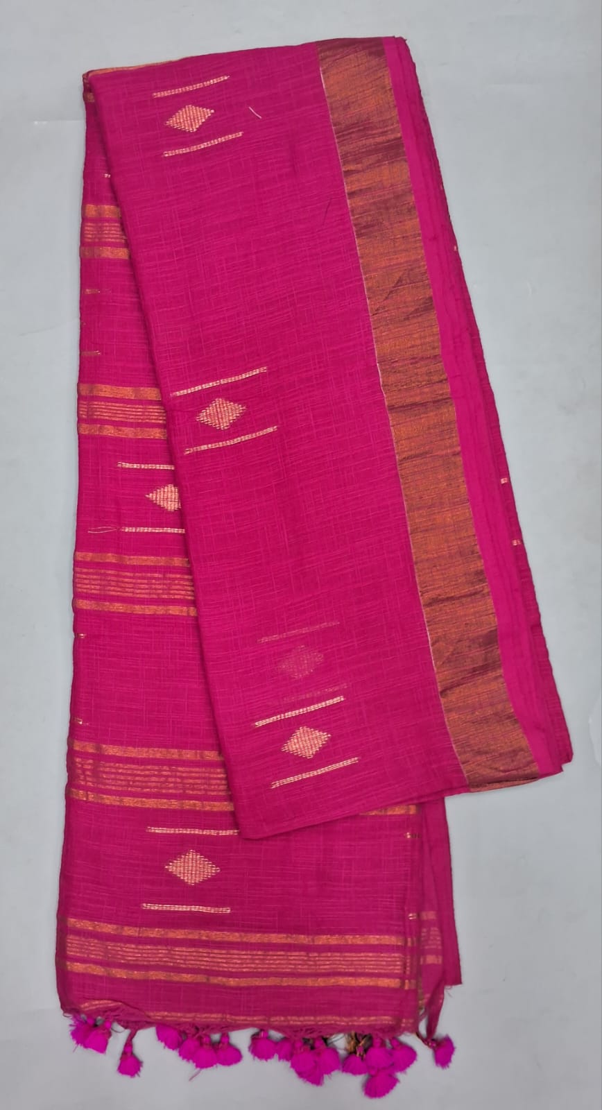 Rani Pink Khadi Cotton Saree