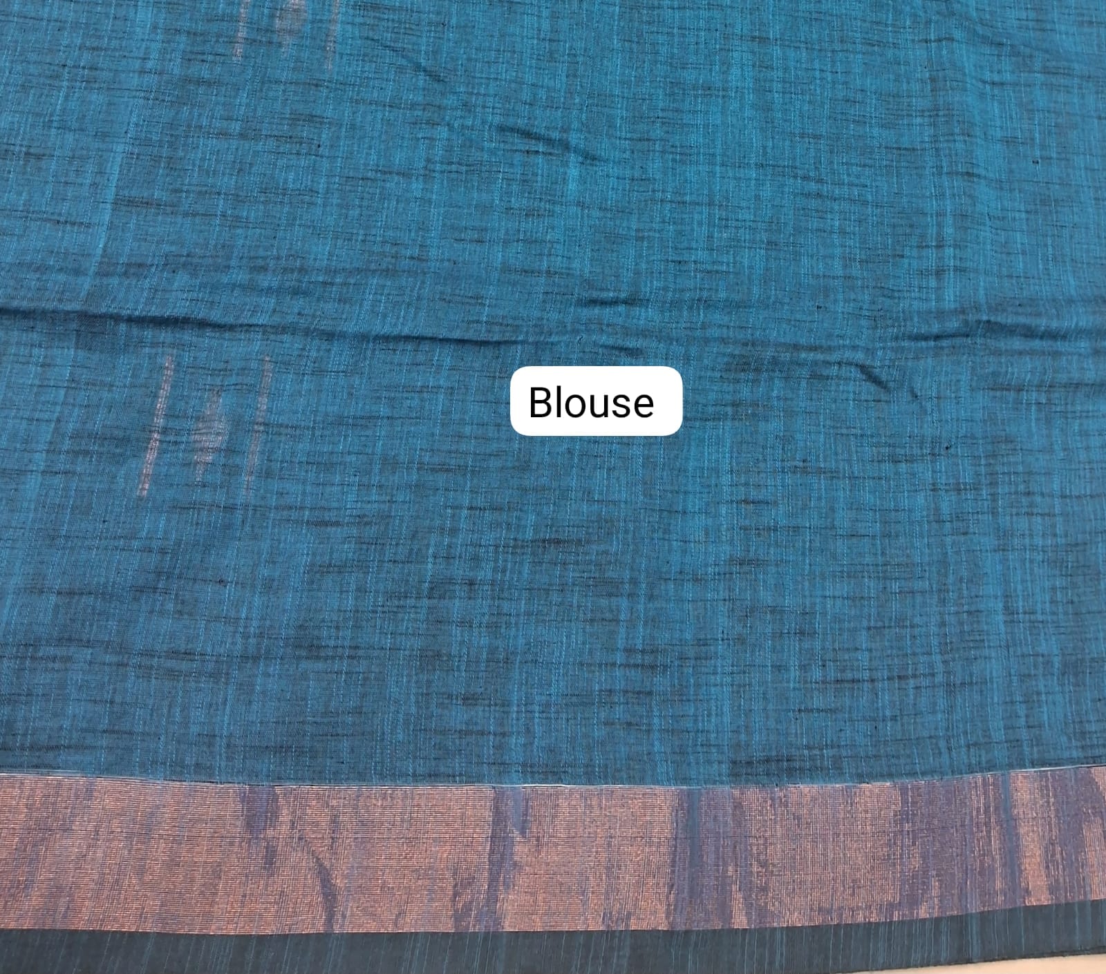 Ocean Blue Khadhi Cotton Saree Blouse