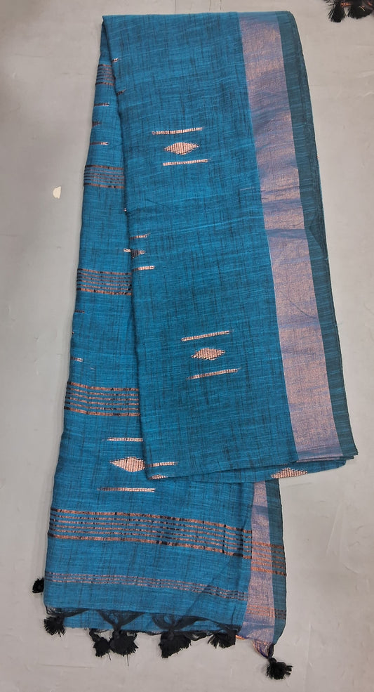 Ocean Blue Khadhi Cotton Saree
