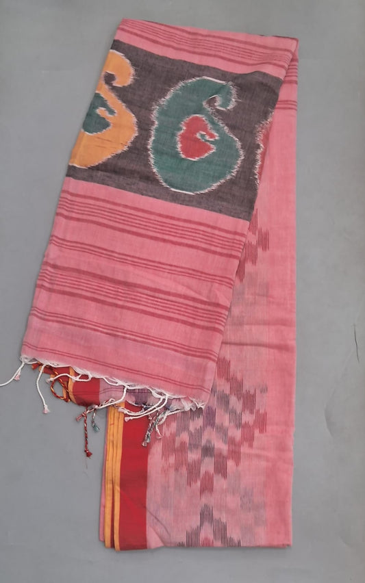 Pink Khadi Cotton Saree