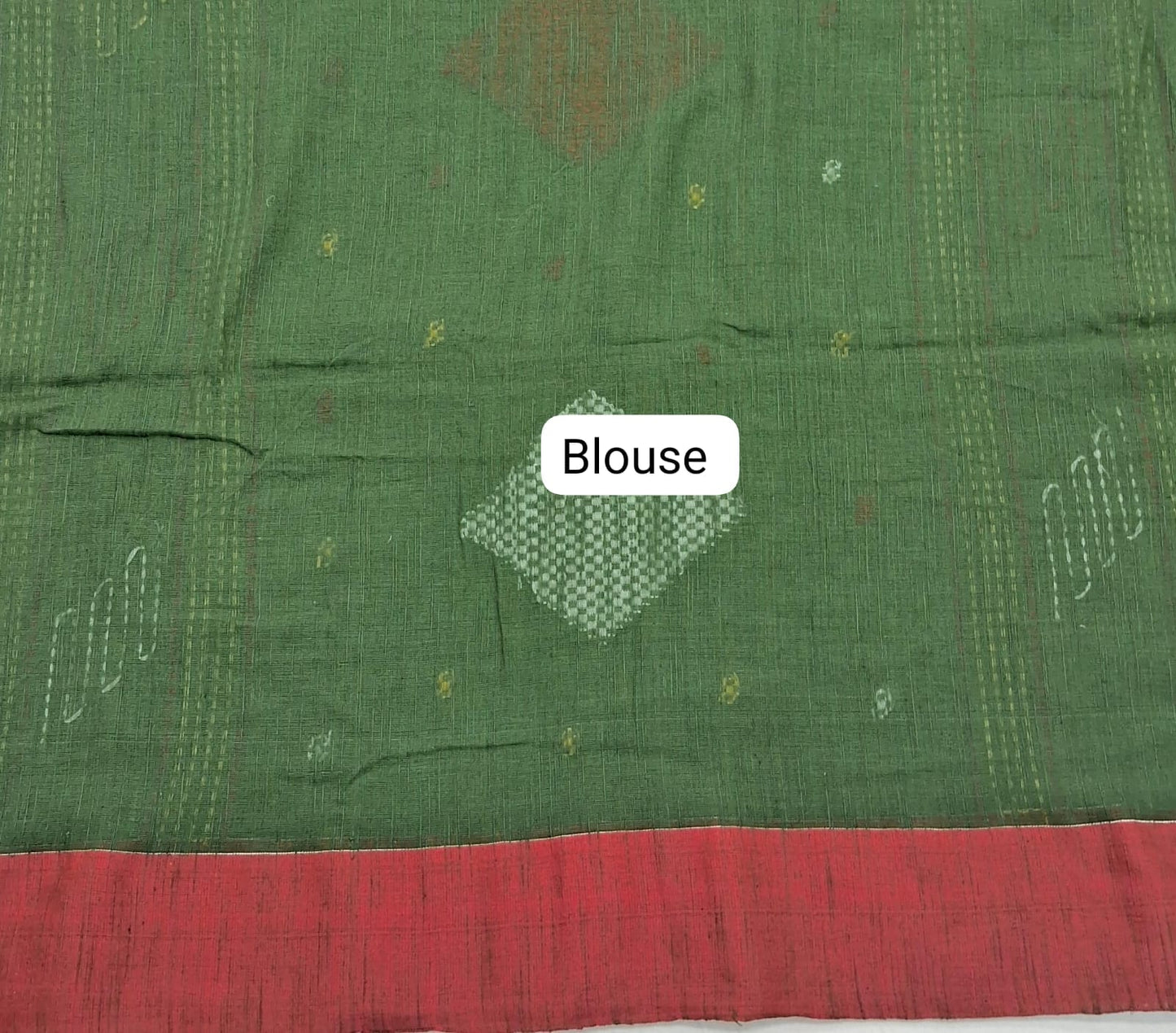 Bottle Green Khadi Cotton Saree