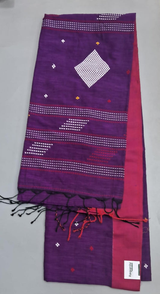 Purple Khadi Cotton Saree