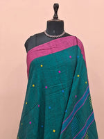Teal Blue Khadhi Cotton Saree 1