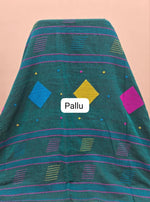 Teal Blue Khadhi Cotton Saree pallu