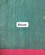Teal Blue Khadhi Cotton Saree blouse
