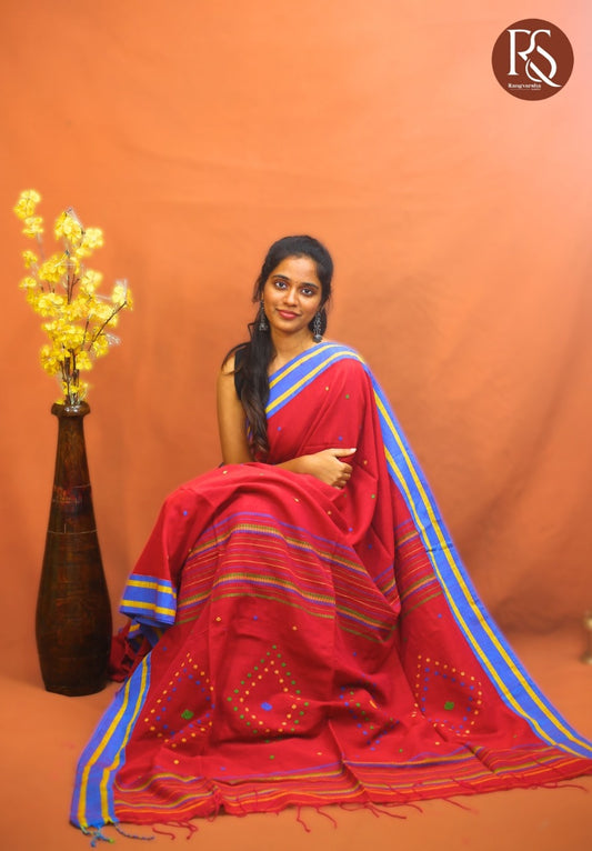 Fuchsia Pink Khadi Cotton Saree