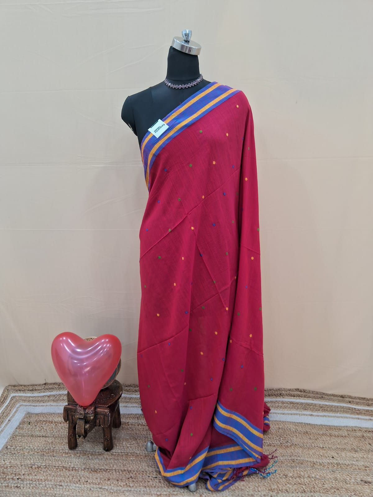 Dark Pink Handloom Khadhi Cotton Saree