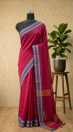 Dark Pink Handloom Khadhi Cotton Saree