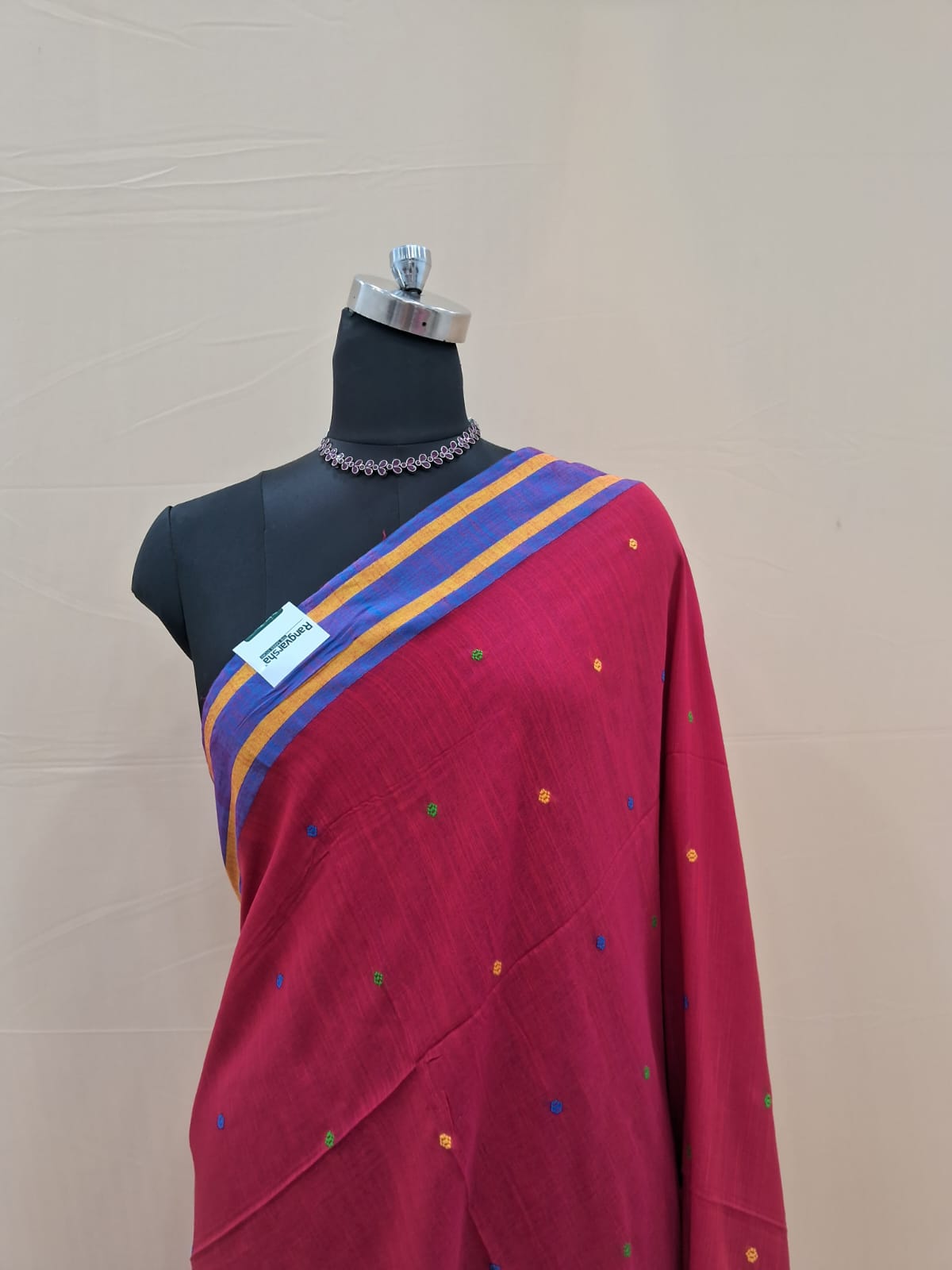 Dark Pink Handloom Khadhi Cotton Saree 1