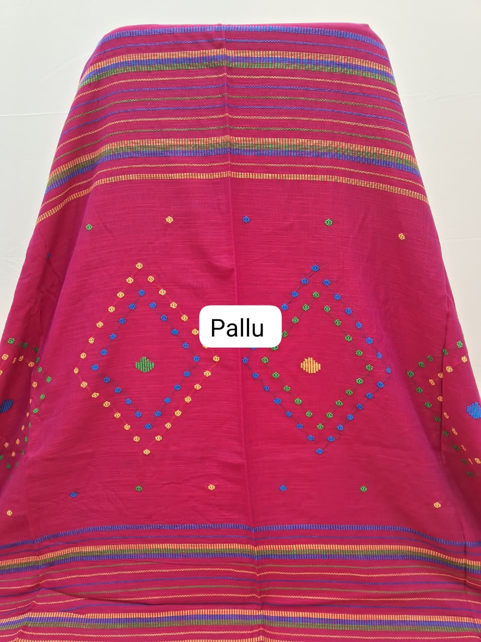 Dark Pink Handloom Khadhi Cotton Saree Pallu