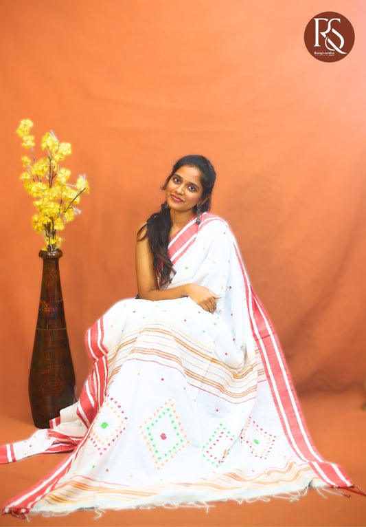 White Khadi Cotton Saree