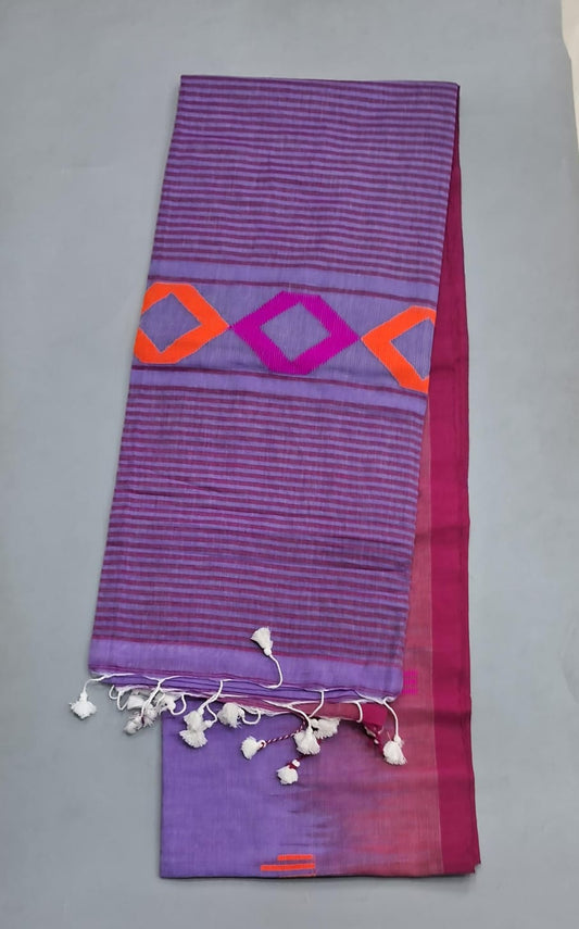 Lavender Khadi Cotton Saree