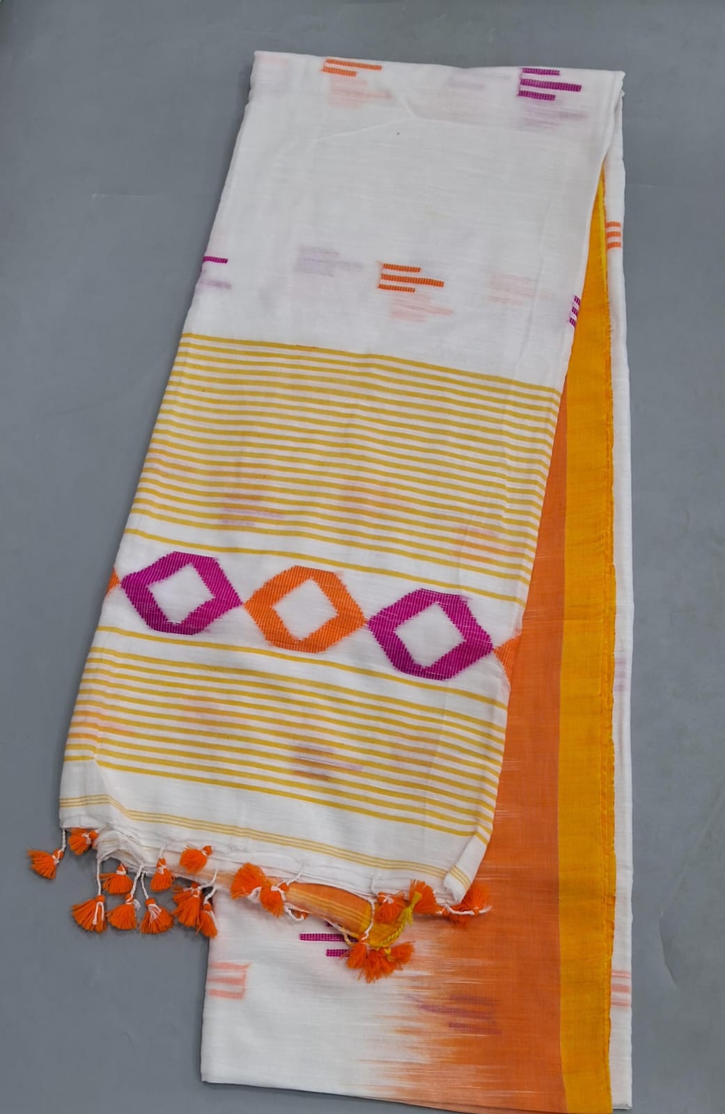 White Khadi Cotton Saree