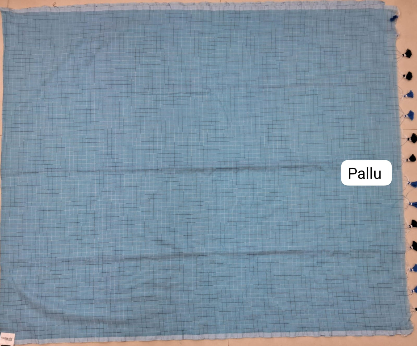 Sky Blue Khadi Ikkat Cotton Saree