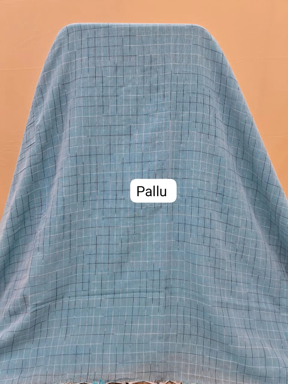 Sky Blue Khadhi Ikkat Cotton Saree Pallu