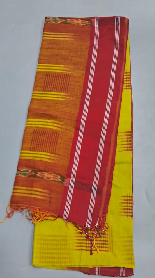 Yellow Khadi Cotton Saree