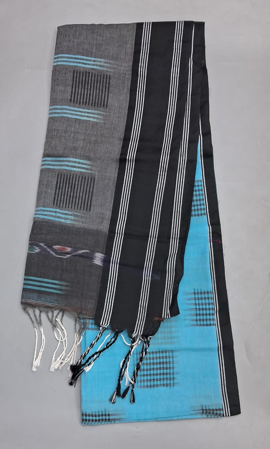 Sky Blue Khadi Cotton Saree