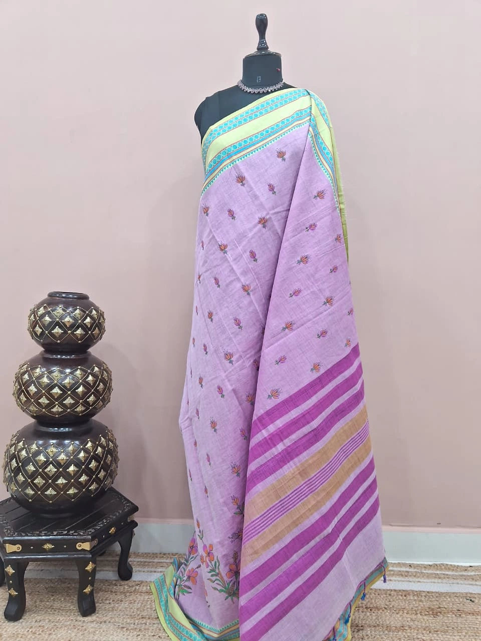 Light lavender Kanchi cotton saree