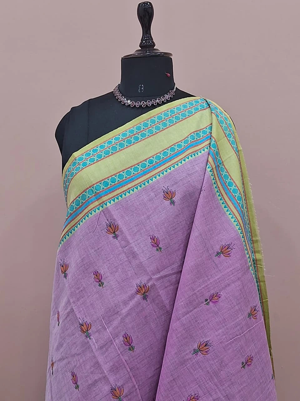 Light lavender Kanchi cotton saree 1