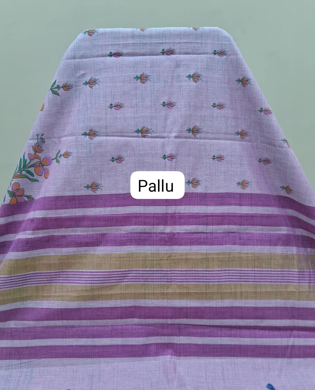 Light lavender Kanchi  cotton saree pallu