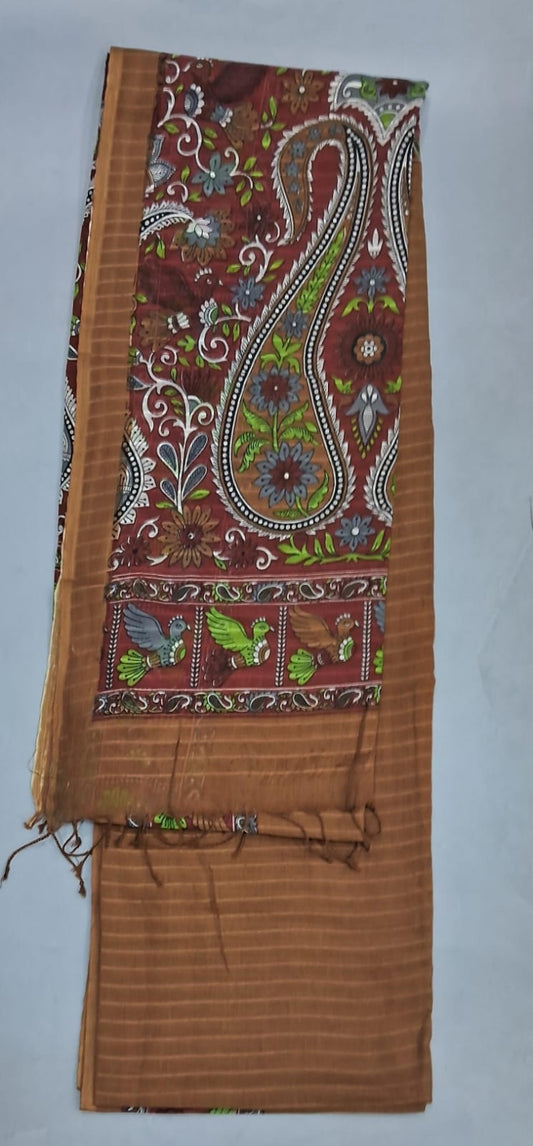 Brown Khadi cotton saree