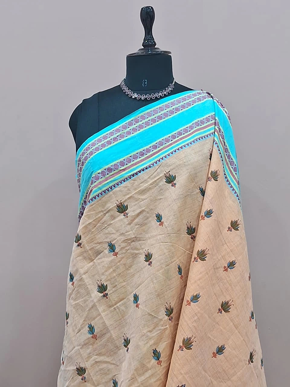 Beige Kanchi cotton saree 1