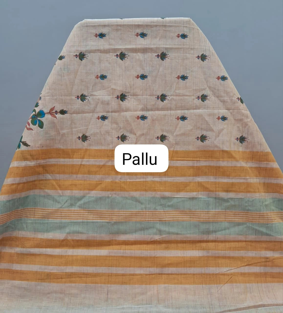 Beige Kanchi cotton saree pallu