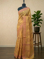 Light golden yellow Kanchi cotton saree
