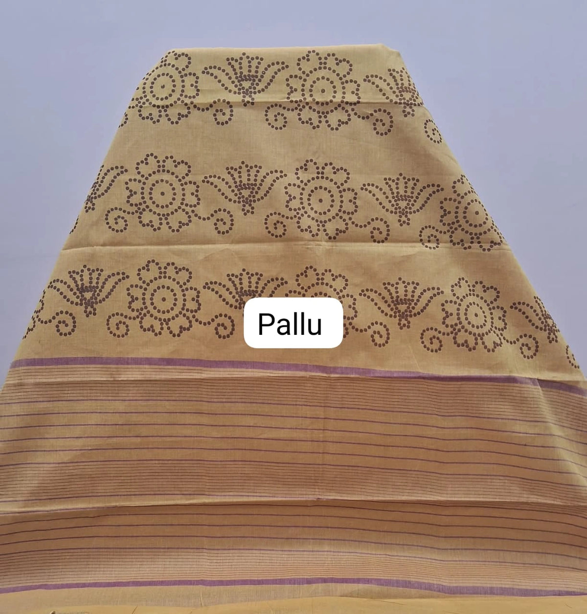 Light golden yellow Kanchi cotton saree pallu