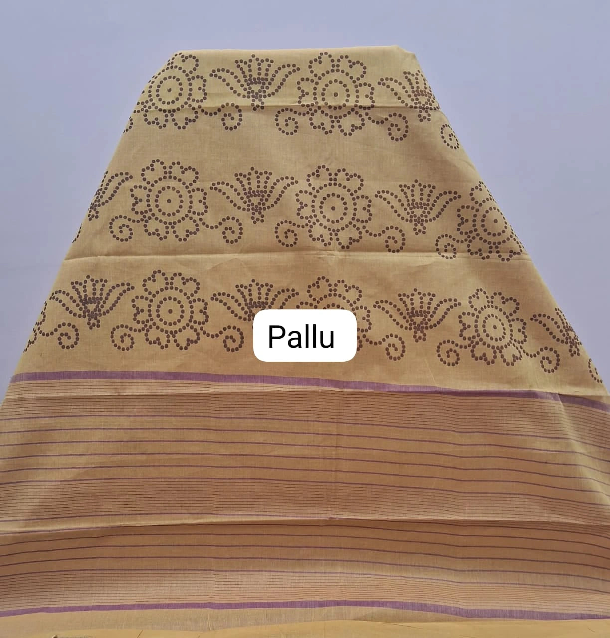 Light golden yellow Kanchi cotton saree pallu