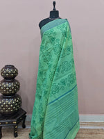 Dark pista green Kanchi cotton saree