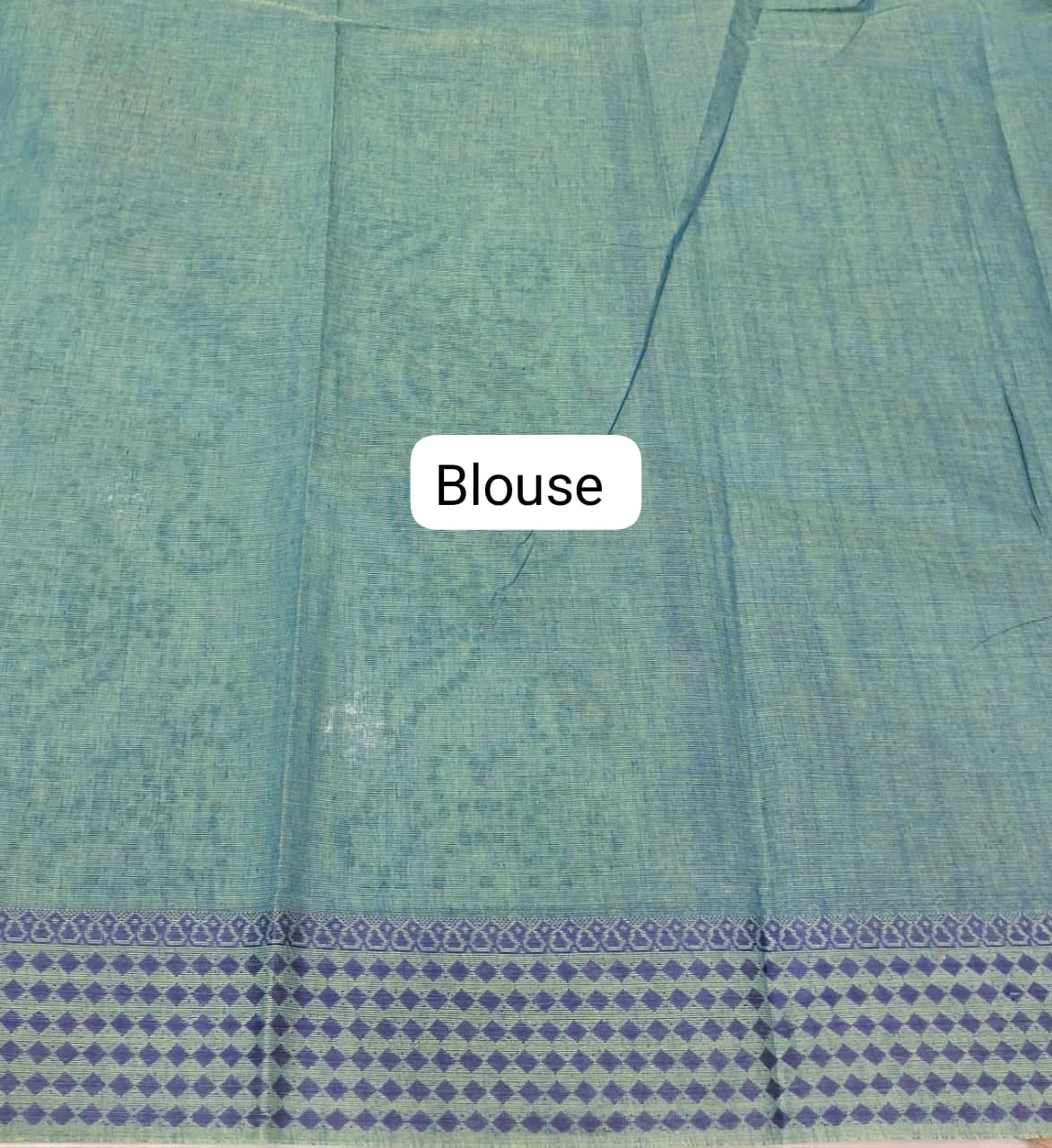 Dark pista green Kanchi cotton saree Blouse