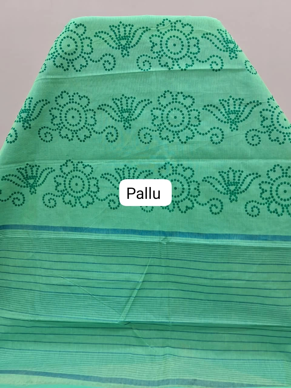 Dark pista green Kanchi cotton saree pallu