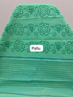 Dark pista green Kanchi cotton saree pallu