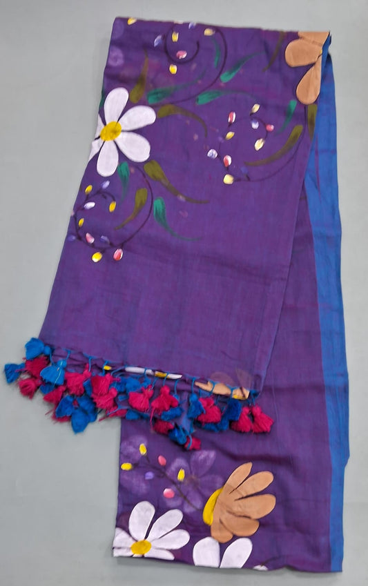 Purple Khadi /Mulmul Cotton Saree