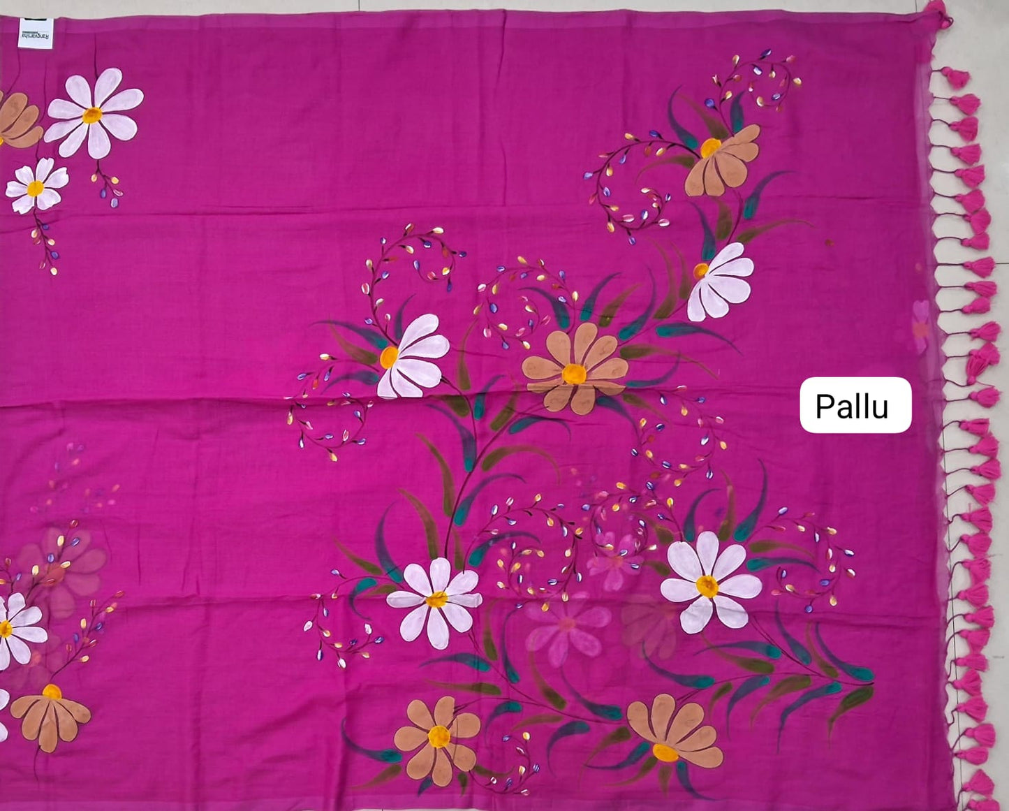 Fuchsia Pink Khadi /Mulmul Cotton Saree