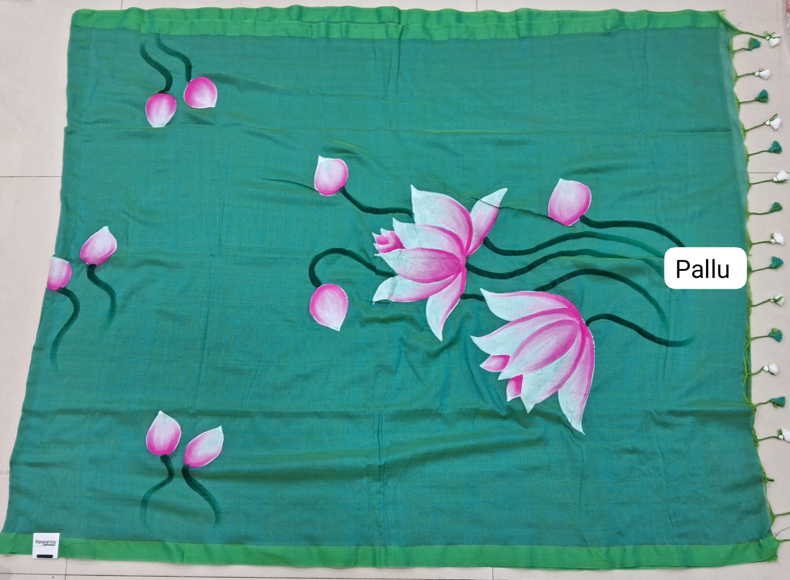 Marine Blue Khadhi /Mulmul Cotton Saree  Pallu