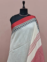 Off-White plain khadhi cotton saree 1