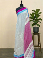 white plain khadhi cotton saree 