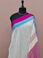 white plain khadhi cotton saree  1