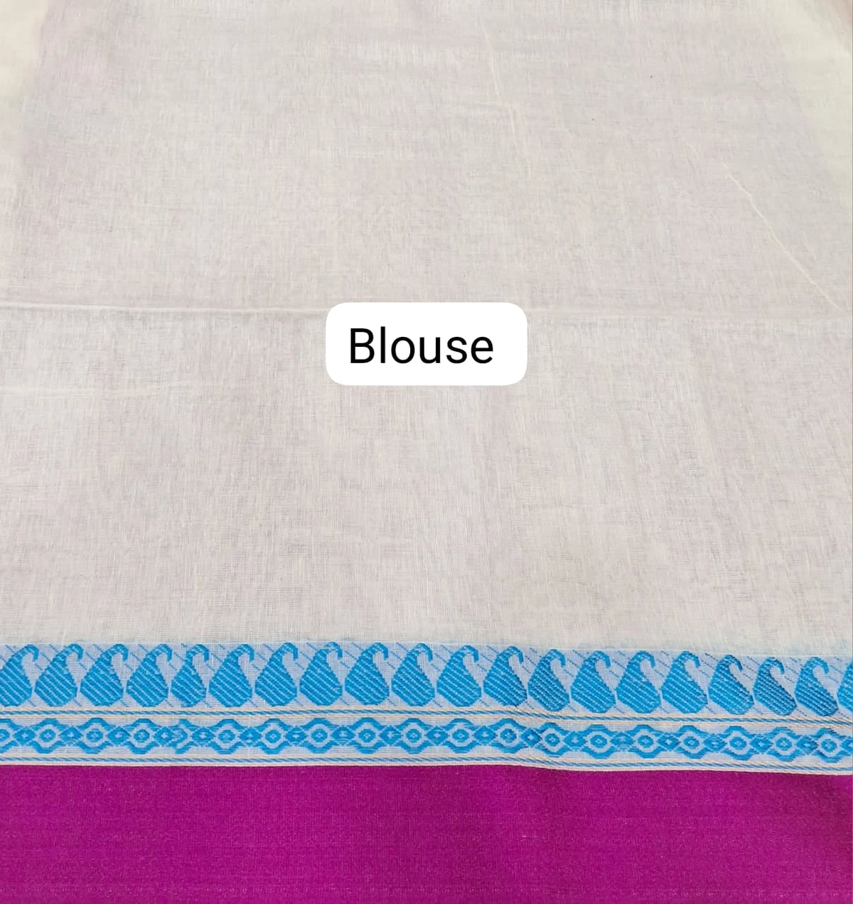 white plain khadhi cotton saree Blouse
