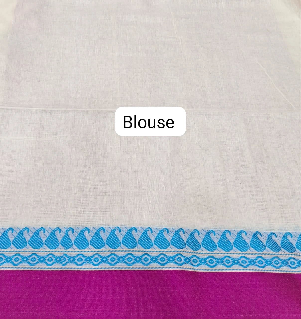 white plain khadhi cotton saree Blouse