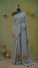 Elephant grey khadhi cotton saree